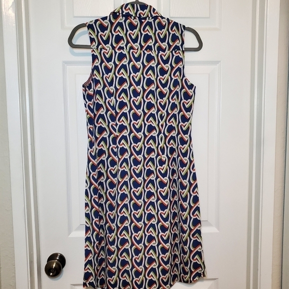 CAbi 5370 Amour Heart Sleeveless Button Down Shirt Dress Navy Blue Womens XS - Picture 6 of 12